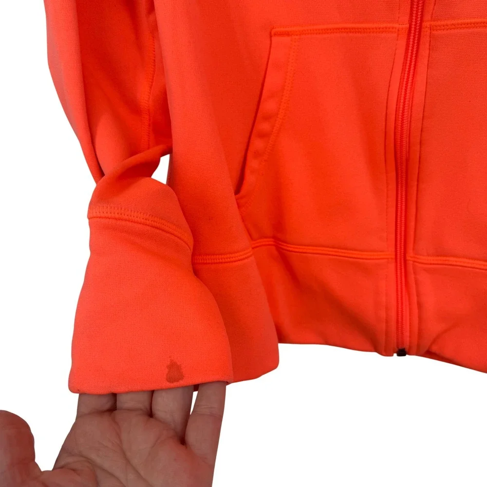 Nike Therma-FIT Womens Full Zip Hoodie Neon Orange Coral Fleece‎ Jacket Medium